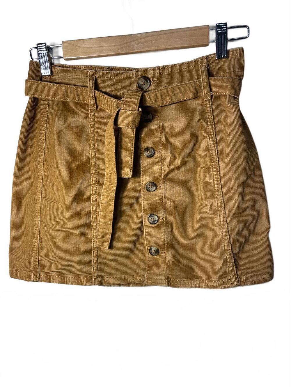 American Eagle Mini Skirt Women's Size 0 Corduroy Tie Casual Button Boho Casual